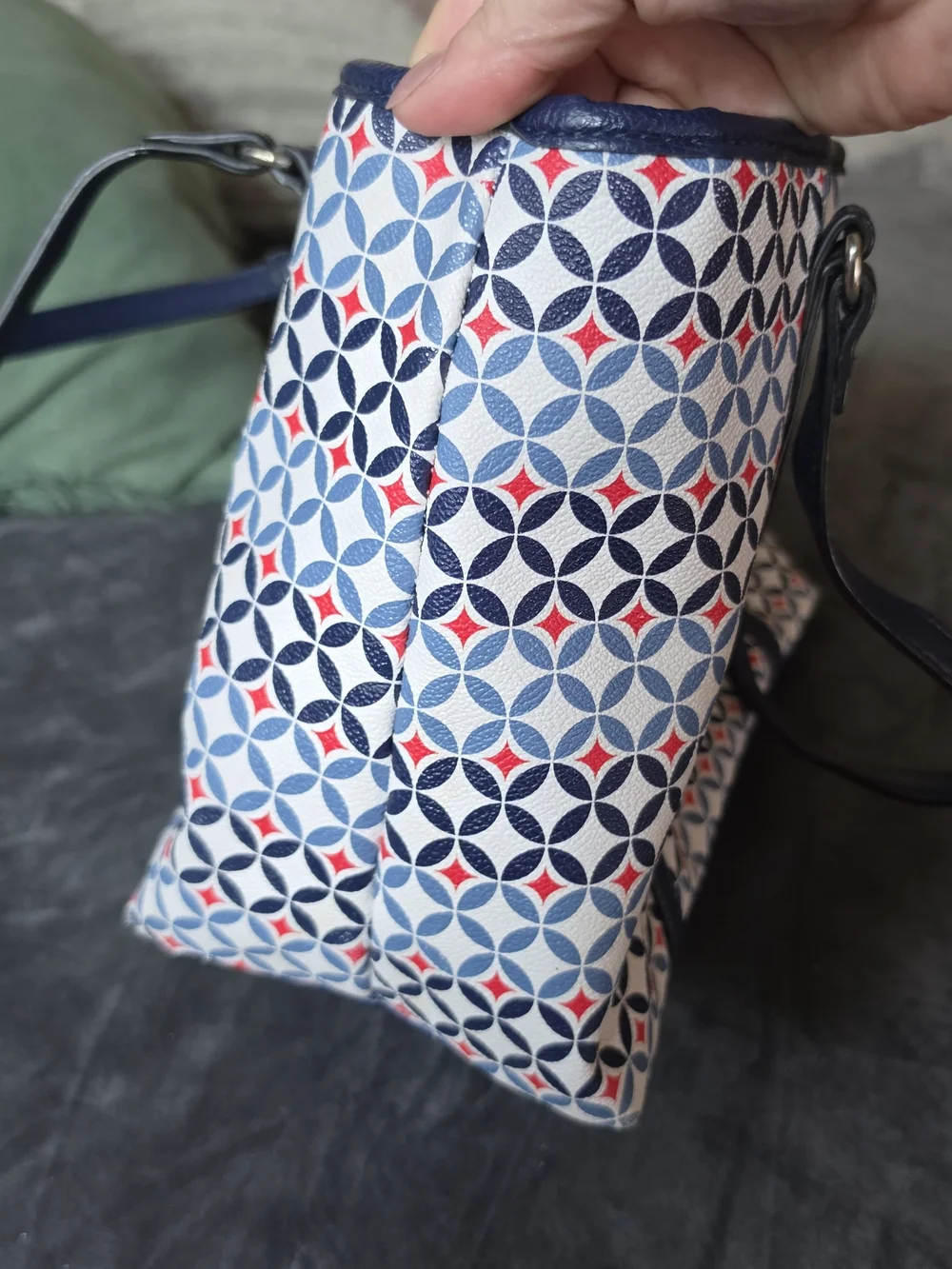 Dana Buchman Navy Geometric Canvas Tote Bag
